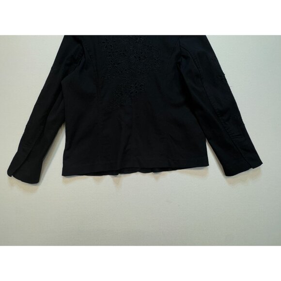 Susan Graver Style Womens Embroidered Blazer Jacket Denim Sz L Black Long Sleeve - Picture 11 of 11